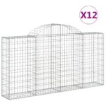 vidaXL Oblúkové gabiónové koše 12 ks 200x30x100/120cm pozinkov. železo – Obrázok 2