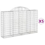 vidaXL Oblúkové gabionové koše 5 ks 200x30x120/140 cm pozink. železo – Obrázok 2