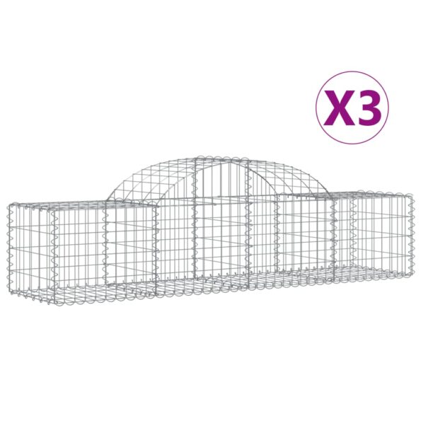 vidaXL Oblúkové gabionové koše 3 ks 200x50x40/60 cm pozink. železo – Obrázok 2