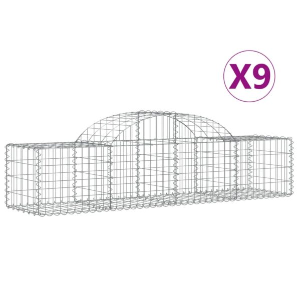vidaXL Oblúkový gabionový kôš 9 ks 200x50x40/60 cm pozinkované železo – Obrázok 2