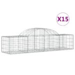vidaXL Oblúkový gabionový kôš 15 ks 200x50x40/60 cm pozinkované železo – Obrázok 2