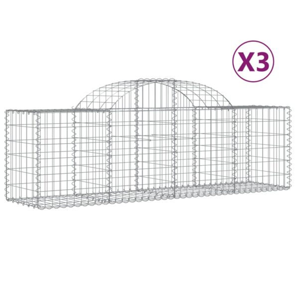 vidaXL Oblúkový gabionový kôš 3 ks 200x50x60/80 cm pozinkované železo – Obrázok 2