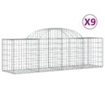 vidaXL Oblúkový gabionový kôš 9 ks 200x50x60/80 cm pozinkované železo – Obrázok 2