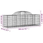 vidaXL Oblúkový gabionový kôš 9 ks 200x50x60/80 cm pozinkované železo – Obrázok 6
