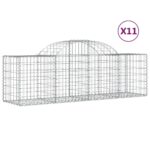 vidaXL Oblúkový gabionový kôš 11 ks 200x50x60/80 cm pozinkované železo – Obrázok 2
