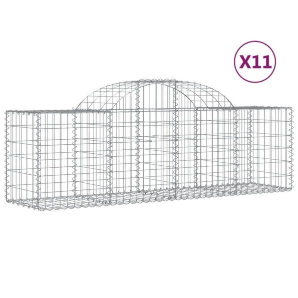 vidaXL Oblúkový gabionový kôš 11 ks 200x50x60/80 cm pozinkované železo – Obrázok 2