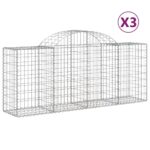 vidaXL Oblúkové gabionové koše 3 ks 200x50x80/100cm pozinkované železo – Obrázok 2