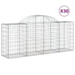 vidaXL Oblúkové gabionové koše 30 ks 200x50x80/100 cm pozink. železo – Obrázok 2
