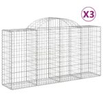 vidaXL Oblúkové gabiónové koše 3ks 200x50x100/120cm pozinkované železo – Obrázok 2