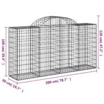 vidaXL Oblúkové gabiónové koše 3ks 200x50x100/120cm pozinkované železo – Obrázok 6