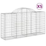vidaXL Oblúkové gabiónové koše 5ks 200x50x100/120cm pozinkované železo – Obrázok 2
