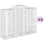 vidaXL Oblúkové gabionové koše 8 ks 200x50x140/160 cm pozink. železo – Obrázok 2