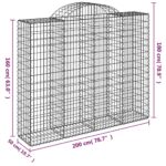 vidaXL Oblúkové gabiónové koše 8ks 200x50x160/180cm pozinkované železo – Obrázok 6