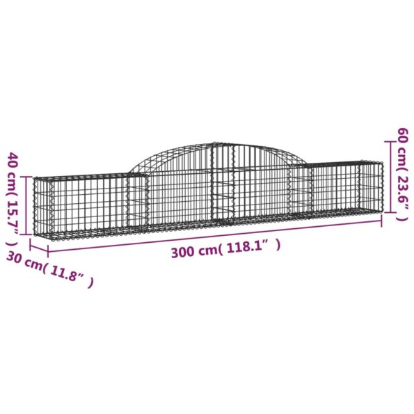 VXL8720845570507_g_en_hd_4.jpg vidaXL Oblúkový gabiónový kôš 2 ks 300x30x40/60 cm pozinkované železo – Obrázok 6