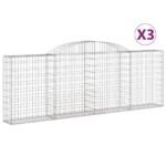 vidaXL Oblúkové gabiónové koše 3ks 300x30x100/120cm pozinkované železo – Obrázok 2