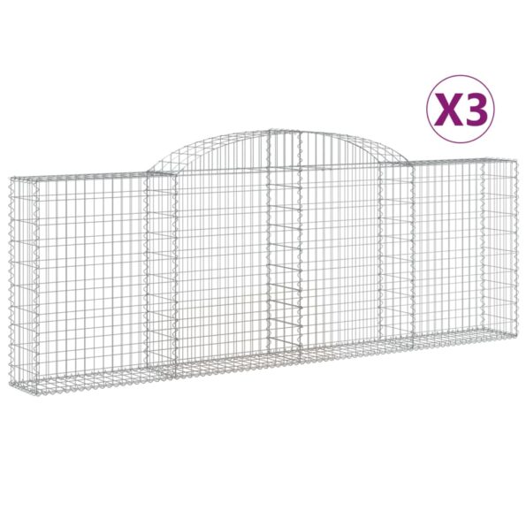 vidaXL Oblúkové gabiónové koše 3ks 300x30x100/120cm pozinkované železo – Obrázok 2