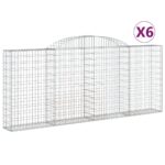 vidaXL Oblúkové gabionové koše 6 ks 300x30x120/140 cm pozink. železo – Obrázok 2