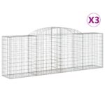 vidaXL Oblúkové gabiónové koše 3ks 300x50x100/120cm pozinkované železo – Obrázok 2