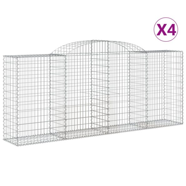vidaXL Oblúkové gabionové koše 4 ks 300x50x120/140 cm pozink. železo – Obrázok 2