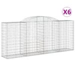 vidaXL Oblúkové gabionové koše 6 ks 300x50x120/140 cm pozink. železo – Obrázok 2