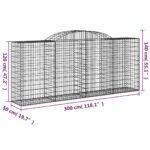 vidaXL Oblúkové gabionové koše 6 ks 300x50x120/140 cm pozink. železo – Obrázok 6