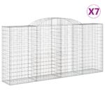 vidaXL Oblúkové gabionové koše 7 ks 300x50x140/160 cm pozink. železo – Obrázok 2