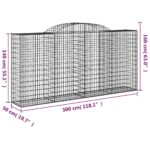 vidaXL Oblúkové gabionové koše 7 ks 300x50x140/160 cm pozink. železo – Obrázok 6