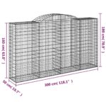 vidaXL Oblúkové gabiónové koše 3ks 300x50x160/180cm pozinkované železo – Obrázok 6