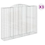 vidaXL Oblúkový gabionový kôš 3 ks 300x50x220/240cm pozinkované železo – Obrázok 2