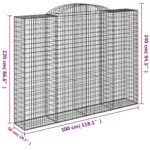 vidaXL Oblúkový gabionový kôš 3 ks 300x50x220/240cm pozinkované železo – Obrázok 6