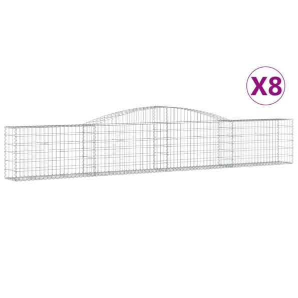 vidaXL Oblúkový gabionový kôš 8 ks 400x30x60/80 cm pozinkované železo – Obrázok 2