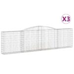 vidaXL Oblúkové gabiónové koše 3ks 400x30x100/120cm pozinkované železo – Obrázok 2