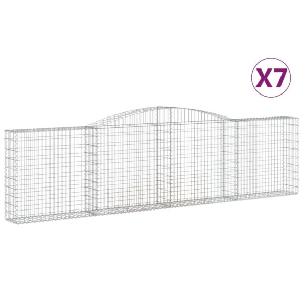 vidaXL Oblúkové gabiónové koše 7ks 400x30x100/120cm pozinkované železo – Obrázok 2