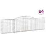 vidaXL Oblúkové gabiónové koše 9ks 400x30x100/120cm pozinkované železo – Obrázok 2