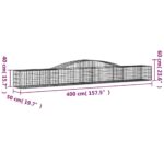 vidaXL Oblúkový gabionový kôš 5 ks 400x50x40/60 cm pozinkované železo – Obrázok 6