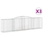 vidaXL Oblúkové gabiónové koše 3ks 400x50x100/120cm pozinkované železo – Obrázok 2