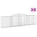 vidaXL Oblúkové gabiónové koše 8ks 400x50x100/120cm pozinkované železo – Obrázok 2