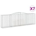vidaXL Oblúkové gabionové koše 7 ks 400x50x120/140 cm pozink. železo – Obrázok 2