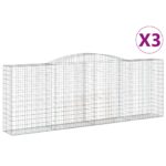 vidaXL Oblúkové gabionové koše 3 ks 400x50x140/160 cm pozink. železo – Obrázok 2
