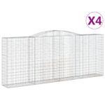 vidaXL Oblúkové gabiónové koše 4ks 400x50x160/180cm pozinkované železo – Obrázok 2