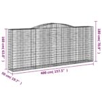 vidaXL Oblúkové gabiónové koše 4ks 400x50x160/180cm pozinkované železo – Obrázok 6