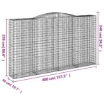 vidaXL Oblúkový gabionový kôš 3 ks 400x50x220/240cm pozinkované železo – Obrázok 6