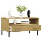 vidaXL Konferenčný stolík hnedý 85x50x45 cm masívne drevo OSLO – Obrázok 3