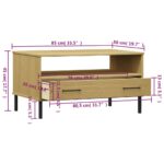vidaXL Konferenčný stolík hnedý 85x50x45 cm masívne drevo OSLO – Obrázok 8