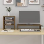 vidaXL Stojan na monitor medovo-hnedý 81x20x30 cm masívna borovica – Obrázok 3