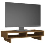 vidaXL Stojan na monitor medovo-hnedý 60x27x14 cm masívna borovica – Obrázok 4