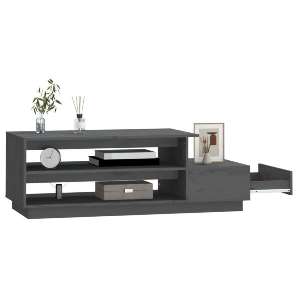 vidaXL Konferenčný stolík sivý 120x50x40,5 cm borovicový masív – Obrázok 4