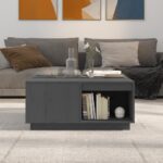 vidaXL Konferenčný stolík sivý 80x81x36,5 cm borovicový masív – Obrázok 3