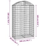 vidaXL Oblúkový gabionový kôš 100x50x160/180 cm pozinkované železo – Obrázok 5
