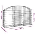 vidaXL Oblúkový gabionový kôš 150x30x80/100 cm pozinkované železo – Obrázok 5